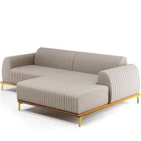 Sofá 4 Lugares Com Chaise De Estar Molino 265cm Bege C-107
