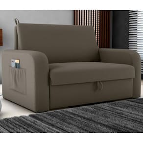 Sofá Cama Com Baú 2 Lugares Numey Veludo Maserati Marrom