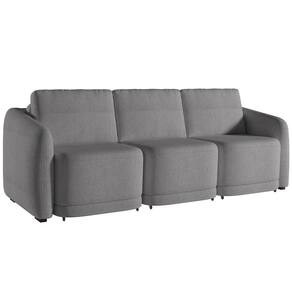 Sofá Cama Para Sala De Estar 3 Lugares 246cm Montserrat K01 Bouclê Cinza - Lyam Decor