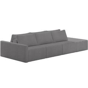 Sofá Ilha Modular Para Sala 342cm Com Puff Dublin K01 Bouclê Cinza - Lyam Decor