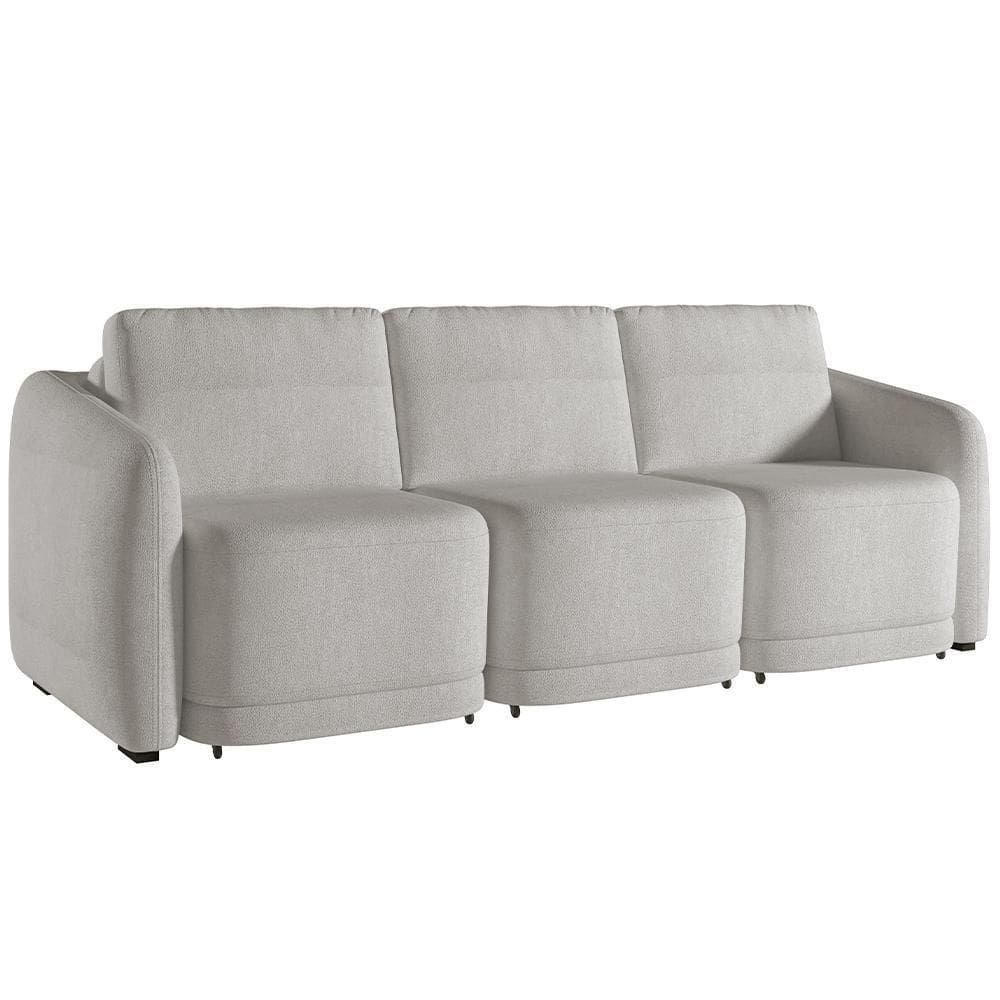 Sofá Cama Para Sala De Estar 3 Lugares 306cm Montserrat K01 Bouclê Creme - Lyam Decor