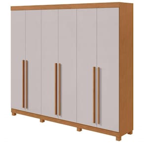 Guarda-roupas Casal Bertha 6 Portas 4 Gavetas Sem Espelho Com Pés - Lopas Amendoa Clean/off White