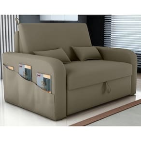 Sofá Cama 2 Lugares Com Baú Bannow Veludo Cappuccino