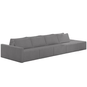 Sofá Ilha Modular Para Sala 432cm Com Puff Dublin K01 Bouclê Cinza