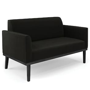 Sofá Namoradeira Base Madeira Preto Maressa Suede Preto