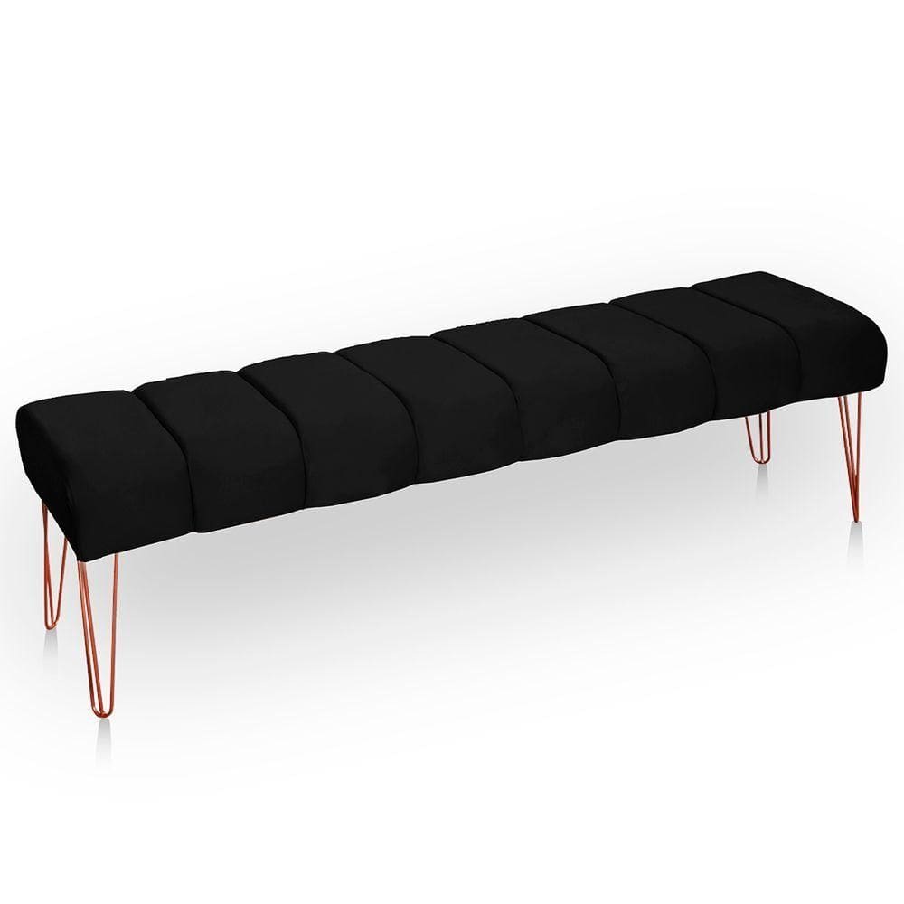 Recamier Estofada Casal Queen Luxo Veludo Cor Preto