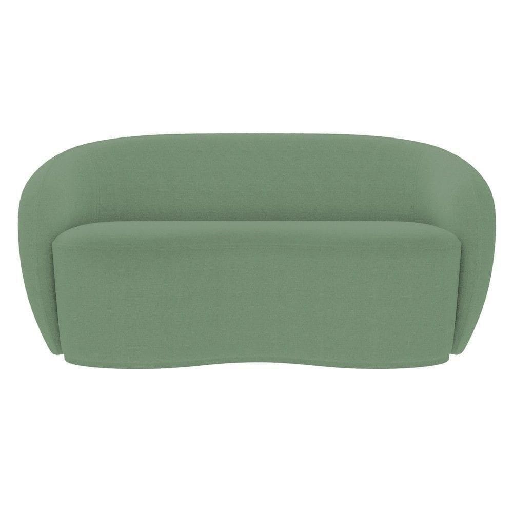 Sofá 3 Lugares Living Orgânico Sala De Estar 180cm Garbin K04 Bouclê Verde - Mpozenato