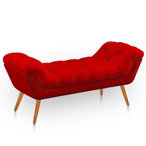 Recamier Estofada Casal King Size Ayla Veludo Cor Vermelho