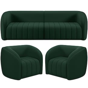 Kit Sofá 4 Lugares Para Sala 252cm Com 02 Poltronas Lazio M03 Veludo Verde