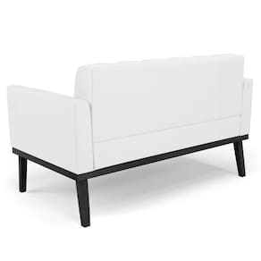 Sofá Namoradeira Base Madeira Castanho Ana Veludo Luxo Off White - Ibiza