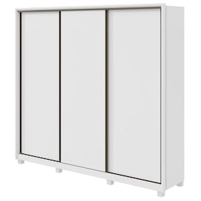 Guarda Roupa Casal 3 Portas De Correr 6 Gavetas 270 Spazio Sem Espelho Com Pés Branco
