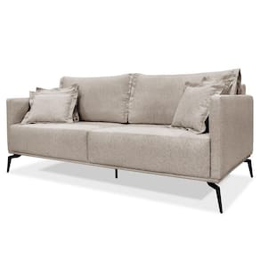 Sofá 2 Lugares 180cm Pés De Metal Vecchia S06 Linho Areia - Mpozenato