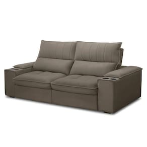 Sofá Retrátil 3 Lugares Com Porta Copo 210cm Andes F05 Veludo Marrom