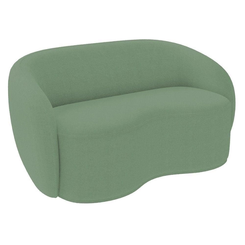 Sofá 2 Lugares Living Orgânico Sala De Estar 160cm Garbin K04 Bouclê Verde - Mpozenato