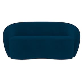 Sofá 3 Lugares Living Orgânico Sala De Estar 180cm Garbin K04 Veludo Azul Marinho - Mpozenato