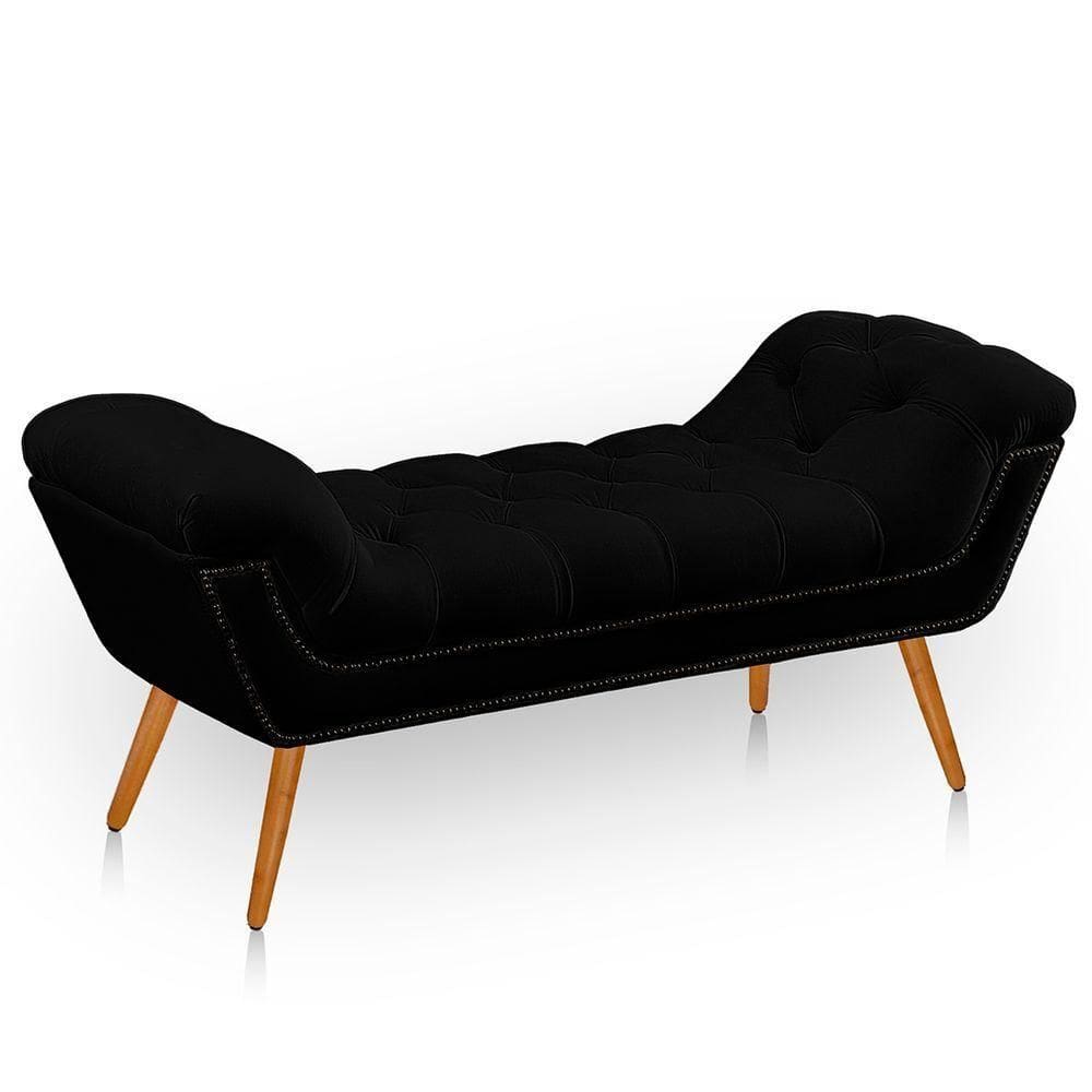 Recamier Estofada Casal Ayla Veludo Preto