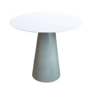 Mesa De Apoio Cone Cimento Queimado - Tampo Laqueado 60 Cm Altura 70 Cm Cor Branco