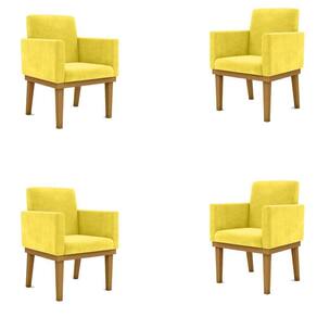 Kit 4 Cadeiras Reforçada Escritório Poltrona amarelo