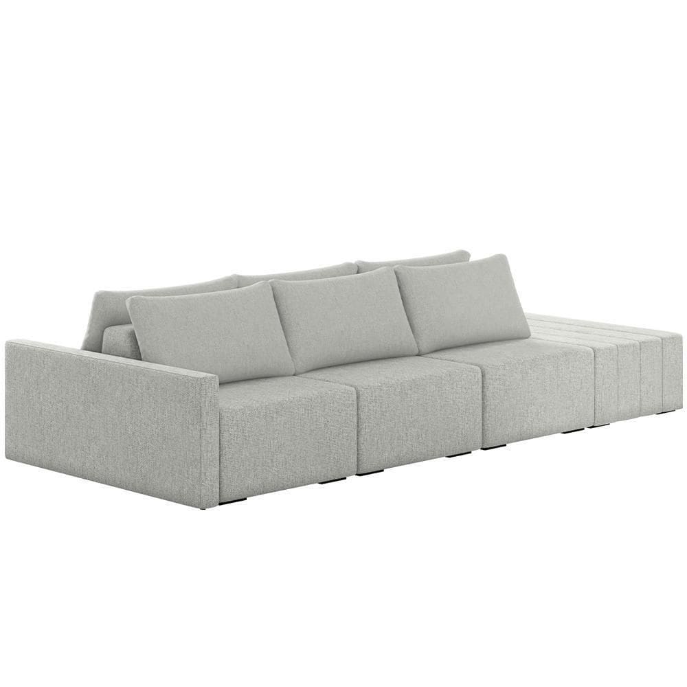 Sofá Ilha Modular Para Sala 342cm Com Puff Dublin K01 Linho Cinza - Lyam Decor