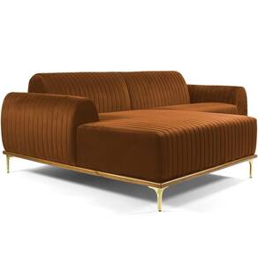 Sofá 6 Lugares Com Chaise Molino 350cm Veludo Telha C-262