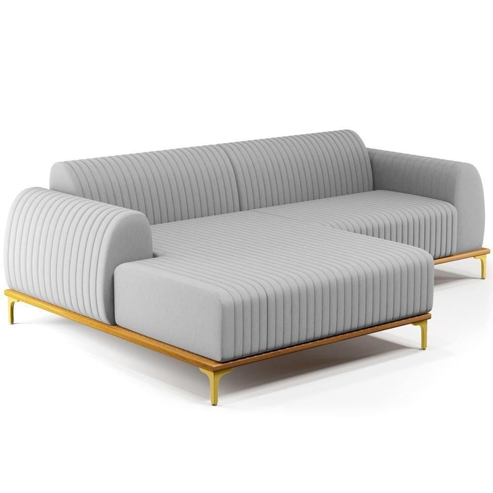 Sofá 3 Lugares Com Chaise Esquerdo 245cm Cinza