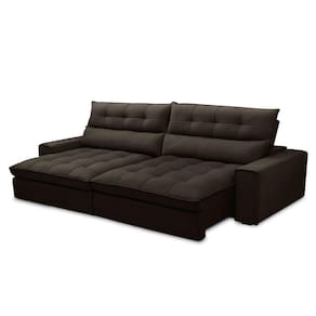 Sofá Retrátil Reclinável 3 Lugares 250cm Damy F05 Veludo Marrom Escuro