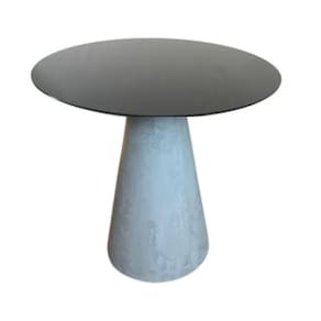 Mesa De Apoio Cone Cimento Queimado - Tampo Laqueado 60 Cm Altura 70 Cm Cor Preto