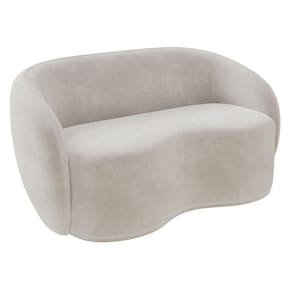 Sofá 2 Lugares Living Orgânico Sala De Estar 160cm Garbin K04 Veludo Bege - Mpozenato