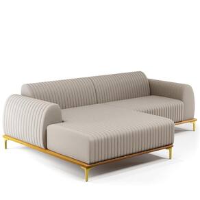 Sofá 4 Lugares Com Chaise De Estar Molino 265cm Bege C-107