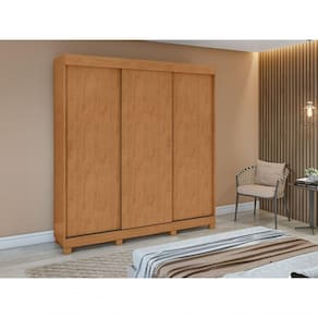 Guarda Roupa Saion 3 Portas Sem Espelho Com Pés - Lopas Amendoa Clean