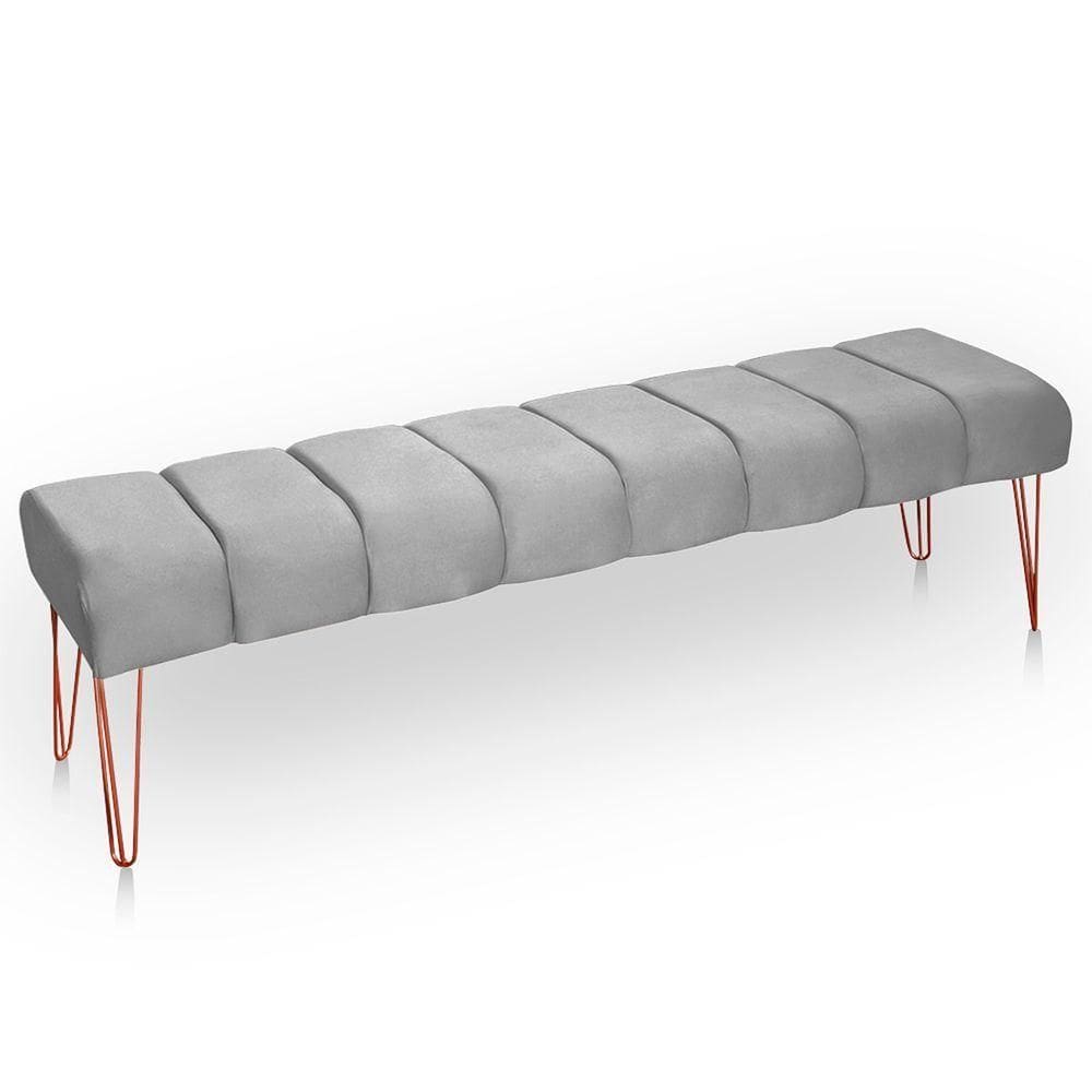 Recamier Estofada Casal Queen Luxo Veludo Cor Cinza Claro