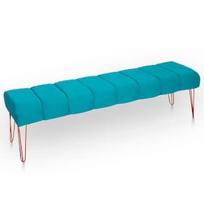 Recamier Estofada Casal Queen Luxo Veludo Cor Azul Claro