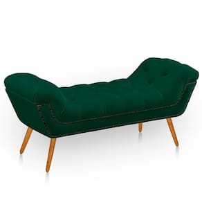 Recamier Estofada Casal King Size Ayla Veludo Cor Verde Esmeralda