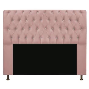 Cabeceira Estofada Lady Com Strass 195 Cm Queen Size Suede - Doce Sonho Móveis Rosê