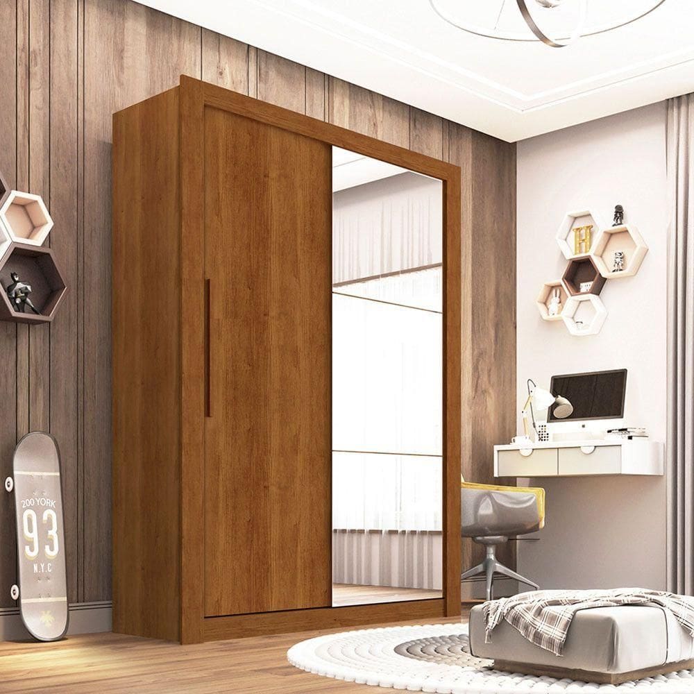 Guarda Roupa Com Espelho 2 Portas 2 Gavetas Panamá Sallêto Móveis Cinamomo