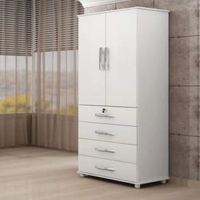 Guarda Roupa Maia Branco 2 Portas 4 Gavetas Benetil Móveis