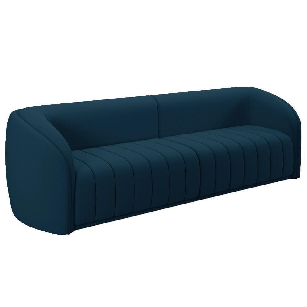 Sofá 05 Lugares Para Sala De Estar 332 Cm Lazio M03 Veludo Azul - Lyam Decor