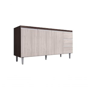 Balcão Gabinete Para Pia Andreia Com Tampo 160cm 3 Portas 3 Gavetas Marrom