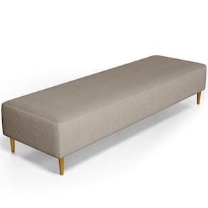 Puff Decorativo Sala De Estar Bali W01 Pés Palito 170x60cm Linho Bege - Lyam Decor