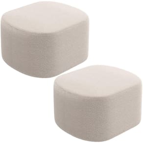 Kit 2 Puffs Decorativos Orgânico Para Living Quarto 70cm Doha W01 Bouclê Creme - Lyam Decor