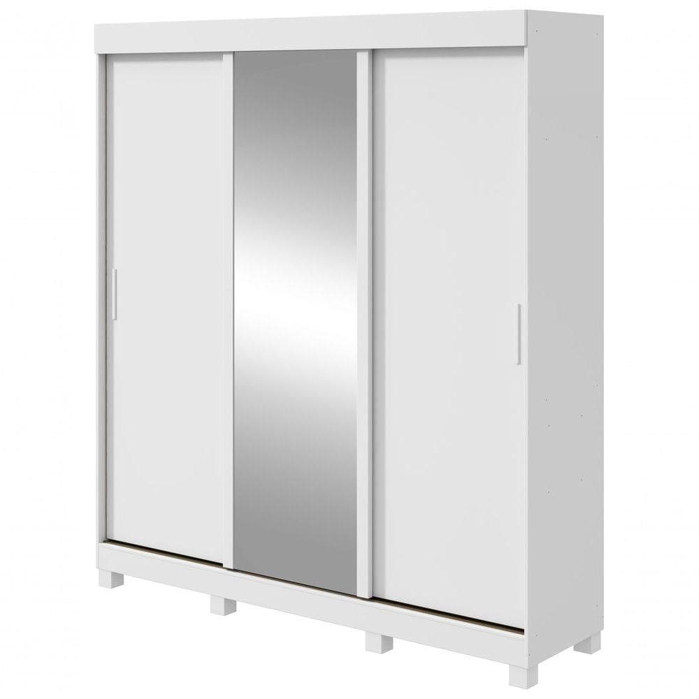 Guarda Roupa Saion 3 Portas Com Pés 1 Porta Glass - Lopas Branco
