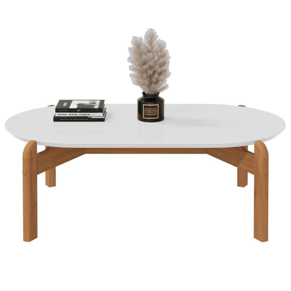 Mesa Para Sala Oval Divinópolis Branco Cedro