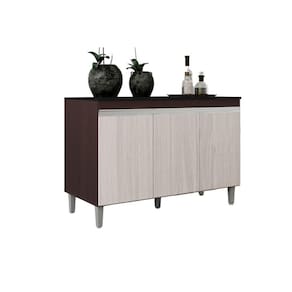 Balcão Gabinete Manu 120cm 3 Portas C-tampo Marrom