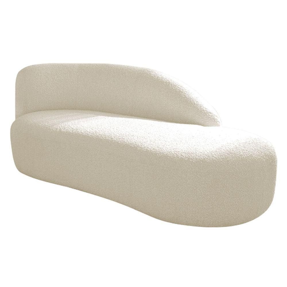 Divã Recamier Curvo Luna 160cm Lado Direito Linho - Doce Sonho Móveis Cor Bege