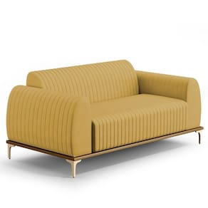 Sofá 2 Lugares Molino 150 Cm Pés D`ouro Mostarda C-260