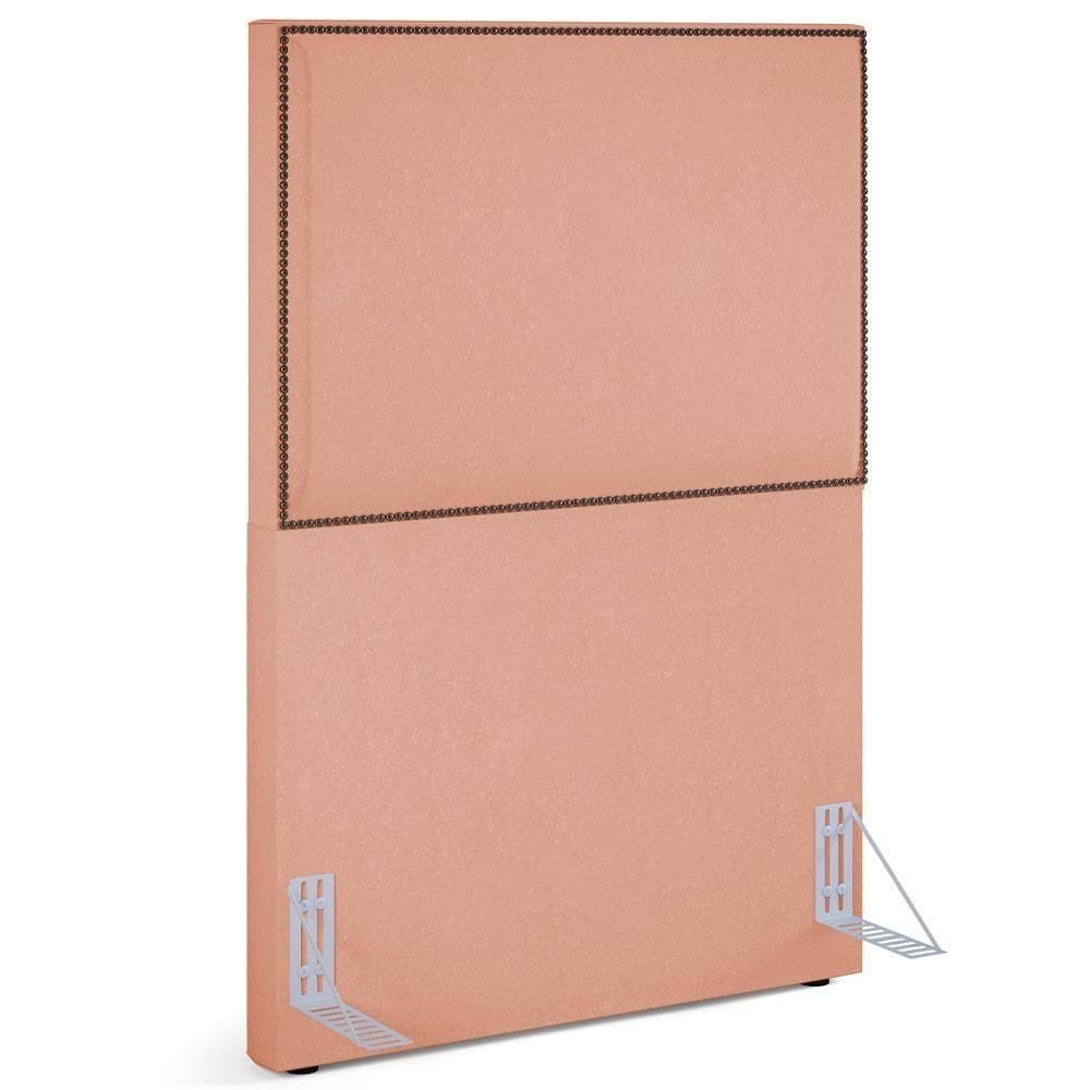 Cabeceira Cama Box Solteiro Com Tachas 100 Cm Linho Rosê