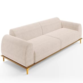 Sofá 03 Lugares Kiev 210 Cm Veludo Bege C-309