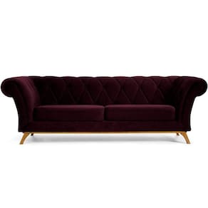 Sofá 4 Lugares Império 280 Cm Veludo Roxo Grape C-292