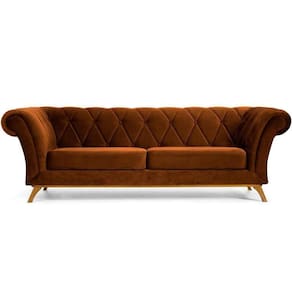 Sofá 3 Lugares Império 230 Cm Veludo Telha C-262