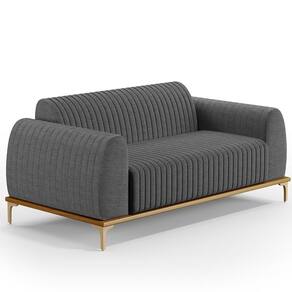Sofá 2 Lugares Molino 150 Cm Pés D`ouro Cinza Escuro C-416